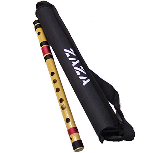 Zaza Percussion- Professional Polished Bamboo Bansuri Flute - (Indian Flute) With Carry Bag (F-Middle)