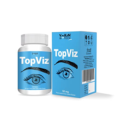 Image of Vokin Biotech TopViz Eye Care Supplement to Improve Vision, Blue Light & Digital Guard (Lutein, Zeaxanthin) - 60 Vegetarian Tablets (Pack of 1)