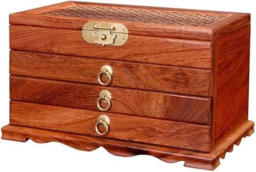 KEuLen Joyero de Madera, Caja Joyero, Joyero Madera, Joyero de Madera Retro Multicapa for Guardar Anillos, Pendientes, Collares, Pulseras y Relojes.