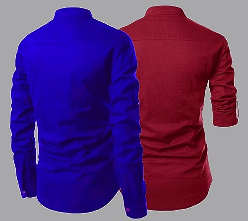 Image of DEELMO Men's Cotton Blend Floral Print Casual Kurta Shirt (Pack of 2)