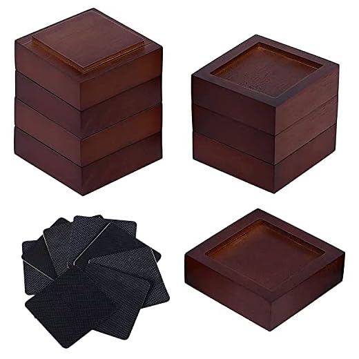 Stahala Bed Risers (Set of 8) Lifts Height 1",2",3" or 4",Solid Natural Wood Furniture Heavy Duty Leg Risers Lifts for Sofas Table Desk Chair Couches with Non-Slip Rubber Pad & Non-Slip Recessed Hole