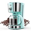 Wamife Coffee Maker - 12 Cup Programmable Drip Coffee Machine Coffee Brewer Timer Machine with Thermal Carafe Retro Coffee Makers for Home & Office (Blue)