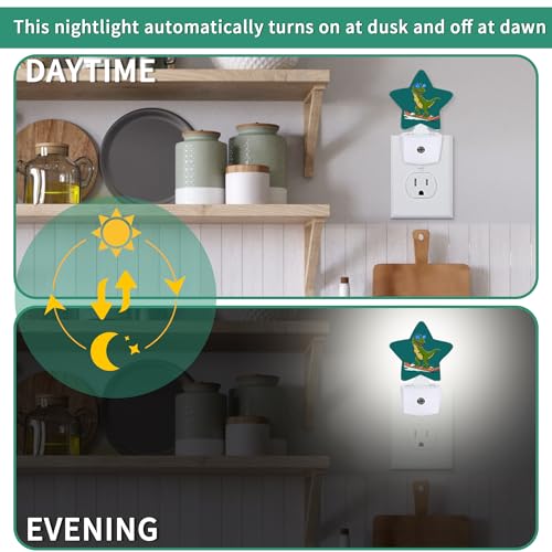 Image of Dinosaur Plug in Star Night Light, Night Light with Sensor for Kids Nursery Bedroom, Decorative Soft Glow Lamp for Hallway Bathroom, Energy Saving