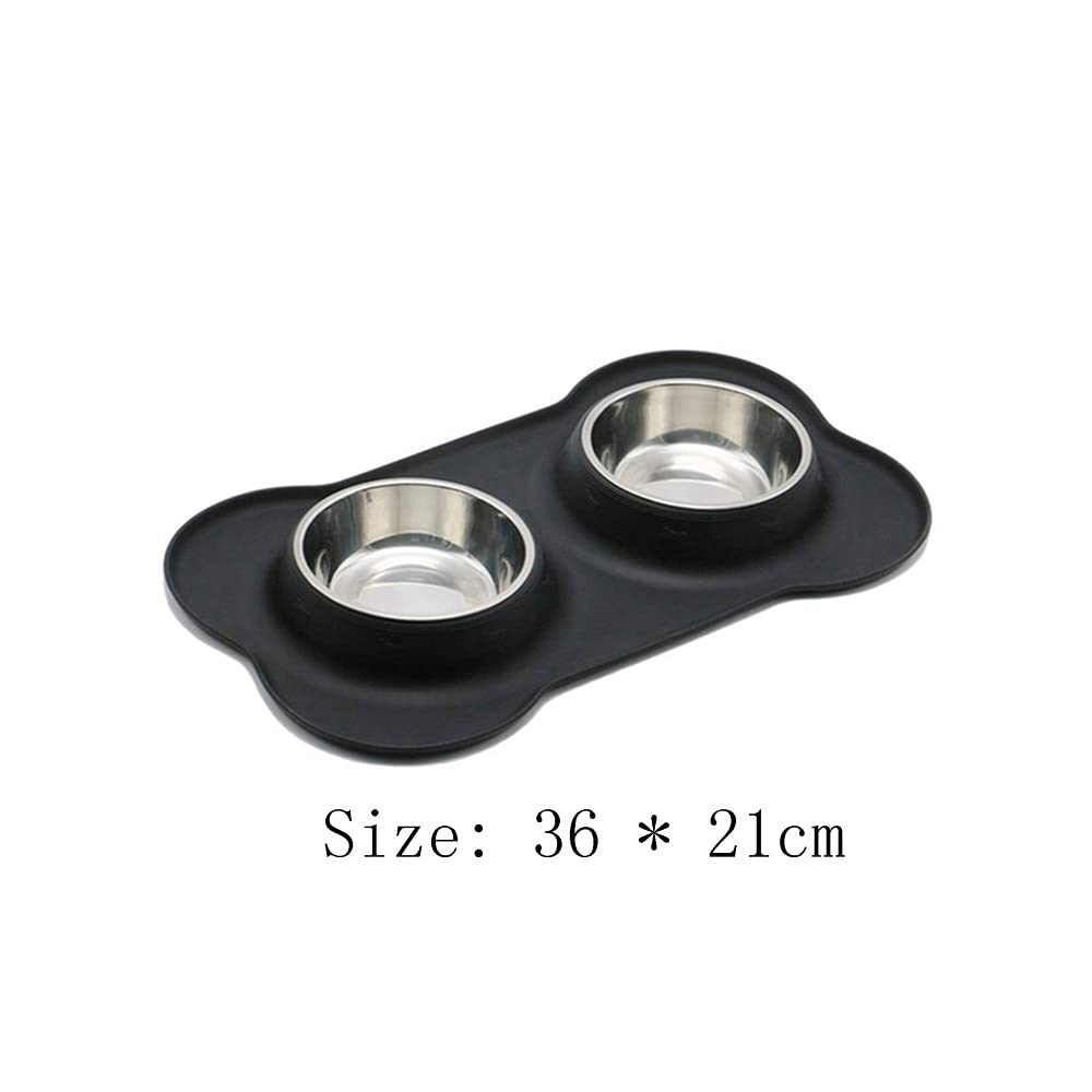 RTHGTFGW Comedero Perro Cuencos for perros Acero inoxidable Agua y alimentación Alimentador de alimentos con estera de silicona resistente al deslizamiento sin derrame for mascotas Perrito Pequeños pe
