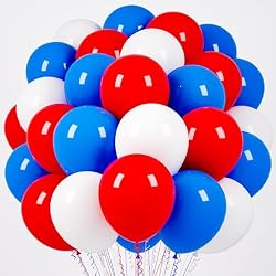 Voircoloria 66pcs Red White Blue Latex Party Balloons, 12inch