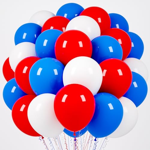 Image of Voircoloria Red White Blue Balloons, 66pack 12inch Macaron Latex Party Balloons for Birthday Graduation 4th of July Independence Day Anniversary New Year Holiday Party Decorations