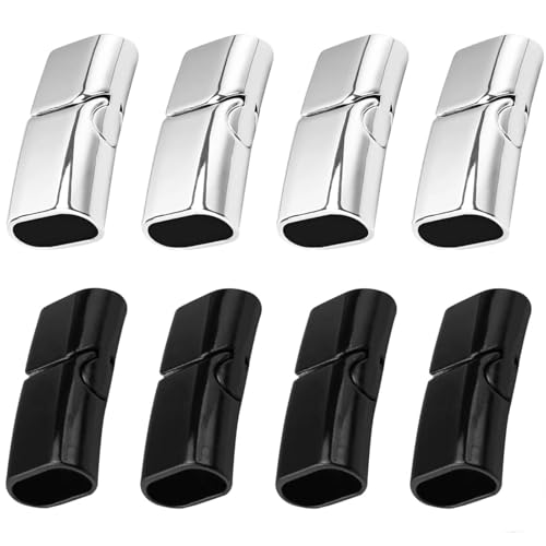 txuzong 4x Silber & 4x Schwarz - Robust Legierung Magnetverschluss Für Handgelenk Schmuck Ideal Für Selbstgemachte Armbänder Tägliches Tragen & Geschenk