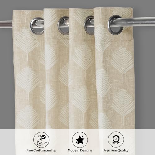 Image of haus & kinder Printed Jacquard Door Curtain 7 Feet Long Pack of 1 Door Curtain, 7 Feet Curtain for Door (Palm Charm, Caramel Nature Design 130x213 CM)