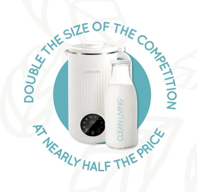 Clean Living With Michelle 1qt. Plant Milker, 8-in-1 Multi-Functional, Self-cleaning, Nut Milk Maker, Homemade Plant Milk Maker, Almond Milk Machine 33.8oz ()