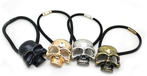 Cuhair(tm) Girl Women Retro 4pcs Skull punk Elastic Ties Plastic Hair Rope Fashion Hair Ponytail Holders rope rubber Tie Assorted bands Accessories