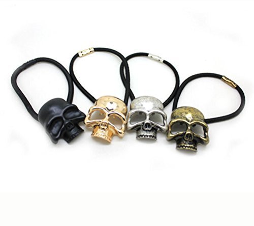 Cuhair(Tm) Girl Women Retro 4Pcs Skull Punk Elastic Ties Plastic Hair Rope Fashion Hair Ponytail Holders Rope Rubber Tie Assorted Bands Accessories #TOP3