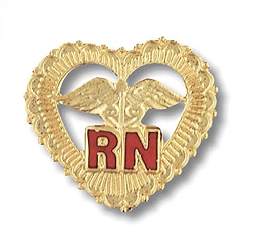 Prestige Medical Emblem Pin, RN (Filigreed Heart)