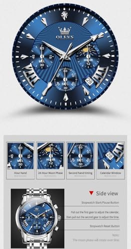 Image of OLEVS Watch for Men Original Chronograph Analog Quartz Waterproof Watch Luxury Premium Businesse Diamond Mens Dress Watches