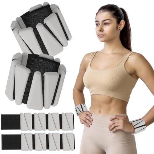 Vinsot Wrist Weights for Women Set of 4（4 Lbs）Adjustable Silicone Ankle Weight Bracelet for Yoga Pilates Gym Workout Running Walking Strength Training(Beige Brown) by Vinsot - Used condition - US$34.17