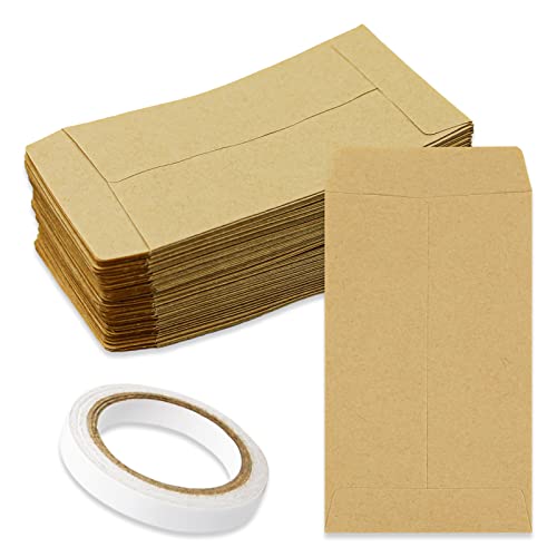 Lot de 150 mini sachets pour semences avec ruban adhésif pochette mini enveloppe sachets papier kraft pour stocker herbes, graines, petits objets,bonbon Cover