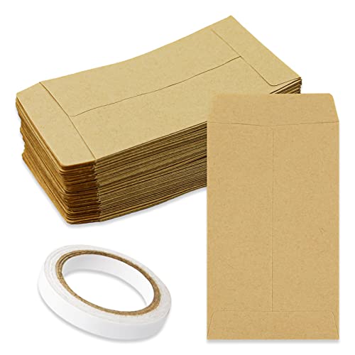 Lot de 150 mini sachets pour semences avec ruban adhésif pochette mini enveloppe sachets papier kraft pour stocker herbes, graines, petits objets,bonbon