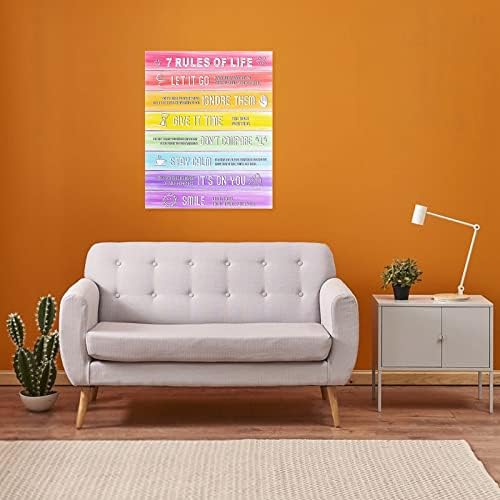 Molain 7 Rules of Life Inspirational Quotes Poster, Motivational Quotes Wall Art Inspirational Wall Decor Office Decor For Women Positive Canvas Poster 28 x 35 cm
