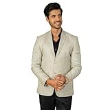 Fabriqué à la main en Inde WINTAGE Blazer argenté en polyviscose pour homme, crème, 46
