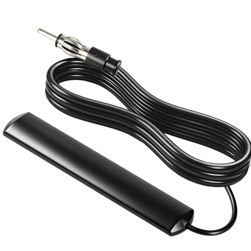 Antenne Autoradio Universelle Collante FM/AM avec Adaptateur DIN et Câble 3 Mètres, Antenne Voiture Autoradio FM pour Pare-Brise, Gain 5dBi, Compatible avec...