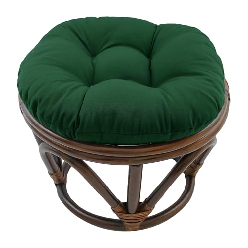 Image of Blazing Needles Solid Twill Round Footstool Cushion, 18 inch, Forest Green