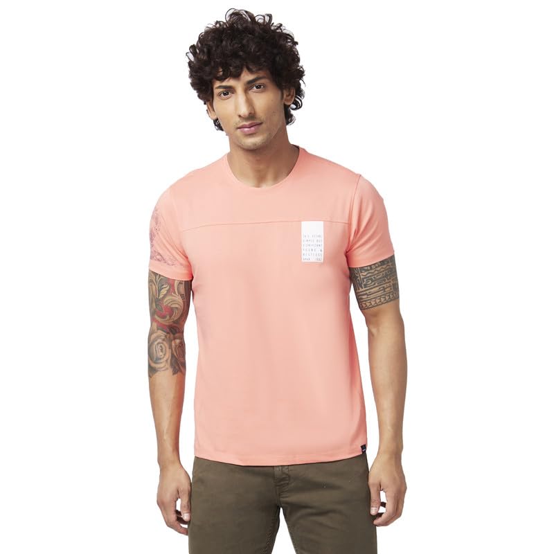 Image of Spykar Men's Slim Fit Round Neck Half Sleeve Solid Casual T-Shirt