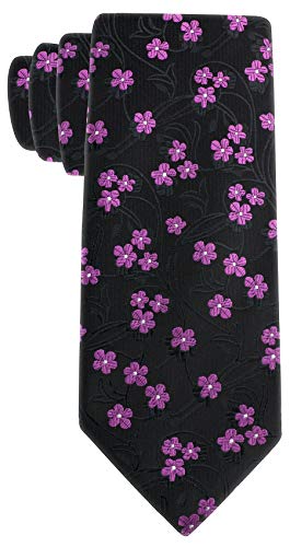 Scott Allan Collection Black And Pink Floral Mens Necktie - Jacquard Woven Cherry Blossom Floral Tie - Flower Neck Tie #TOP4