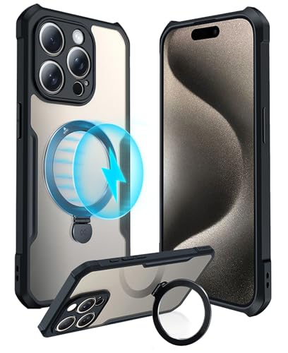Coque iPhone 15 Pro Max antichoc béquille anneau rotatif aimanté MagSafe