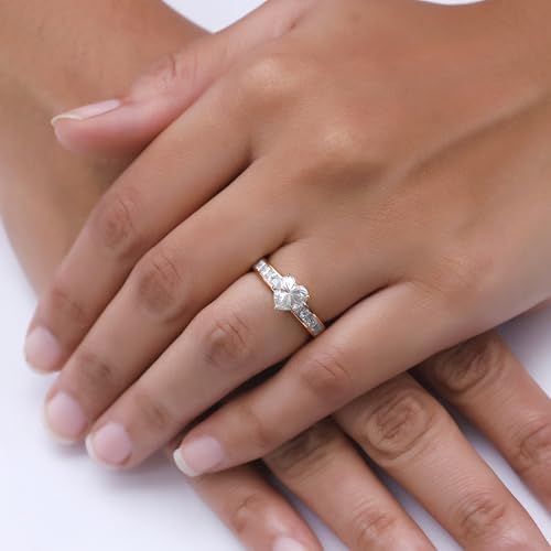 925 Sterling Silver 7MM Heart Cut Lab Created Moissanite Diamond Solitaire Wedding Engagement Ring For Womens (VVS1 Clarity, 2.50 Cttw)3