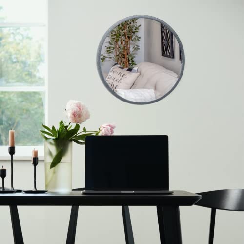 Image of Quality Glass Metal Frame Round Wall Mirror Royal Mirror Home Decorative Mirror Modern Mirror Living Room Mirror Wall Mirror Bathroom Mirror Size 18x18 inches Color Silver MF 36