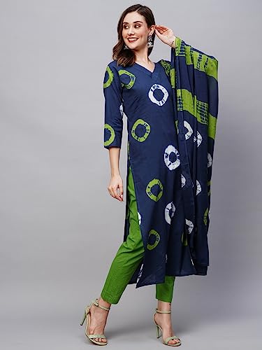 Image of ANNI DESIGNER Women Cotton Blend Kurta Pant With Dupatta