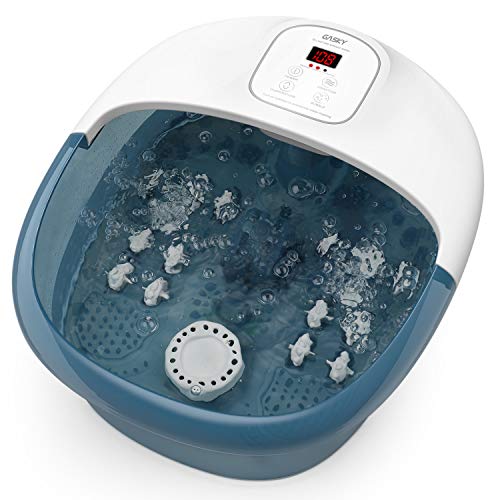 Foot Bath Massager with Heat Bubbles Vibration and 14 Massage Rollers, Foot Spa