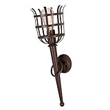  Wandfackel rostfarben 1xE27  Wandleuchte dekorativ Fackel 230V  Leuchte Höhe 52,2cm, Ø 16,6 cm  Rustikale Wandlampe mit Nostalgie-Charm  Wand-Fackelleuchte max.60W