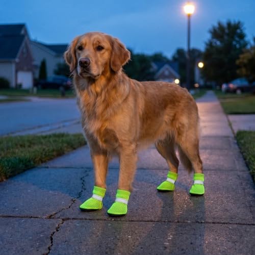 Naapesi 4 Pezzi Scarpe per Cane Estivo in Rete Traspirante, Scarpe in Rete per Cani, Stivali Estivi Antiscivolo per Animali Domestici, Scarpe Traspiranti e Regolabili, Protezione per Le Zampe (M)
