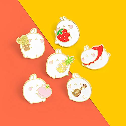 Gillna Cute Animal Enamel Lapel Pins Set Cartoon Rabbit Enamel Pins for Women-Lovely Fruit Lapel Badge Brooch Pins for Jackets Decoration Accessory