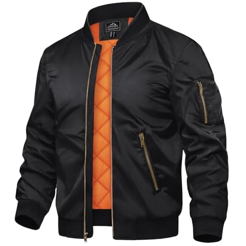 TACVASEN Men’s Jackets-Bomber Jacket Fall Winter Warm Windbreaker Full Zip Casual Padded Coats