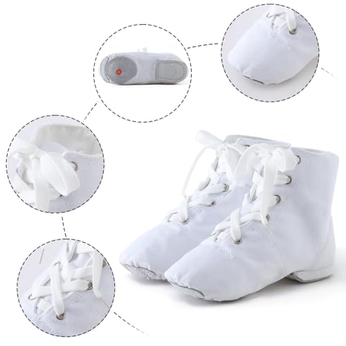 Girls' Athletic Shoes Canvas Lace-up Dance Shoes Flat Practice Jazz Dancing Boots for Girls Boys Split-Sole Dance Ballet4