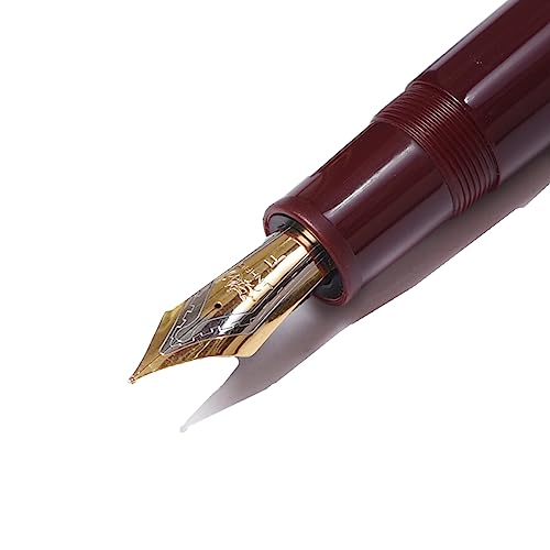 Image of SCHMIDT X159 Fountain Pen Fine Nib Gold and silver Trim for Writing and Calligraphy with Refill Ink Converter (wine red (Gold trim))
