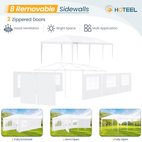 Image of HOTEEL 10'x30' Party Tent with Removable Sidewalls, Large Canopy Tent for Weddings, BBQ, Parties, Patio Camping Gazebo, Waterproof, White