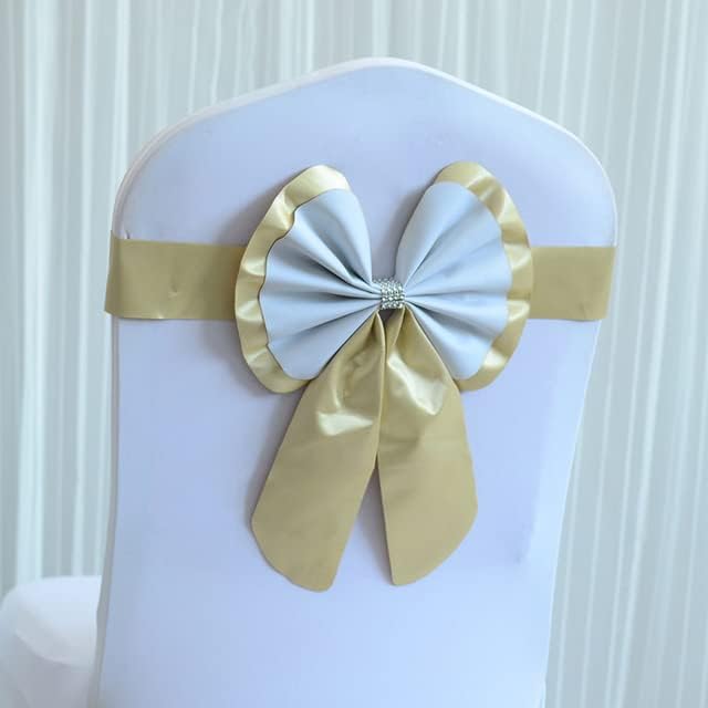 Royal Blue/Pink/Red Chair Sash Bow Tie Knot Band Elastic Chair Sash for Hotel Banquet Wedding Party Home Decoration - Orange (Champagne)