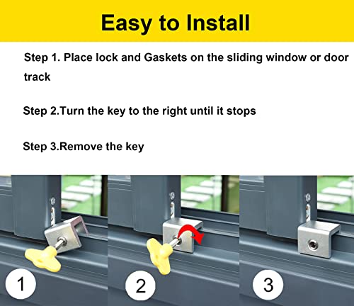 Window Locks, 8 Sets Sliding Window Locks Security With Key For Vertical & Horizontal Sliding Windows Doors, Adjustable Aluminum Child Proof Safety Slide Window Door Lock For Home Bedroom - Silver #TOP4
