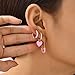 Preppy Love Heart Hoop Earrings for Women Cubic Zirconia CZ Charms Dangle Drop Huggie Small Hoops Earring Fashion Colorful Y2K Jewelry Cute Gifts (Pink)