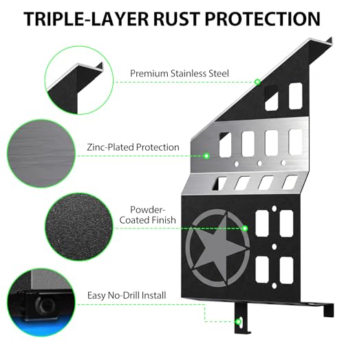 Metal Front Door Storage Box Pockets Fit for Wrangler,Side Insert Organizer for Wrangler JK JKU 2007 2008 2009 2010 2011-2018 Interior Door Storage Expansion Accessories 2PCS (Five-pointed Star) by Eamplest - Used condition - Image 4