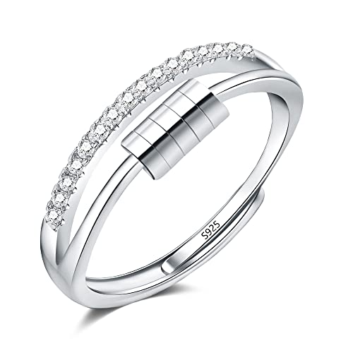 Bague anti-anxiété en argent sterling 925, l'éclat durable du bijou relaxant ajusté