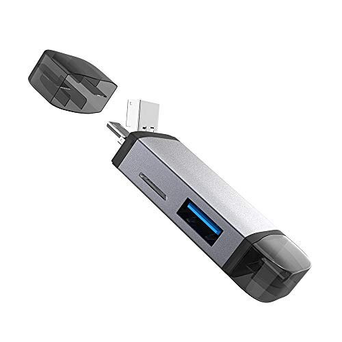 Leitor de cartão 6 em 1 USB tipo C Micro USB e USB 2.0 Combo para 2 slots TF / SD Card Reader Adapta