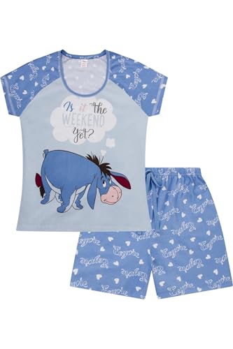 Disney Womens Eeyore Is it The Weekend Yet Short Cotton Pyjama Set Ladies PJ's, Blue, 12-14