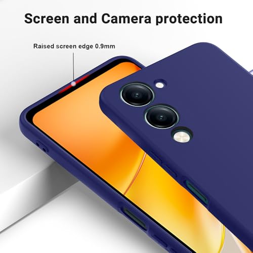 Image of Back Cover for iQOO Z10 Lite 5G | Full Camera Protection | Premium Liquid Silicon Case | Flexible Bumper Case for iQOO Z10 Lite 5G / Vivo Y04 4G /Y19e 4G /Y19 5G /Y29s 5G /T4 Lite 5G (Dark Blue)