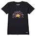 Life is Good. Womens Crusher Vee Watercolor Daisy Camp, Jet Black-M