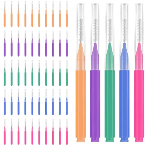 50 cepillos interdentales, cepillos de hilo dental, palillos de dientes, cepillos de limpieza interdental, kit de limpieza de aparatos dentales, herramientas de limpieza para aparatos dentales