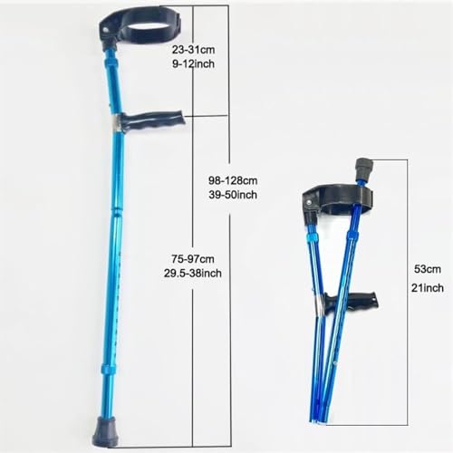 Muletas para antebrazo, diseño plegable de aluminio ligero con puño cerrado giratorio y asas ergonómicas para la muñeca, ajustables para adultos (par)