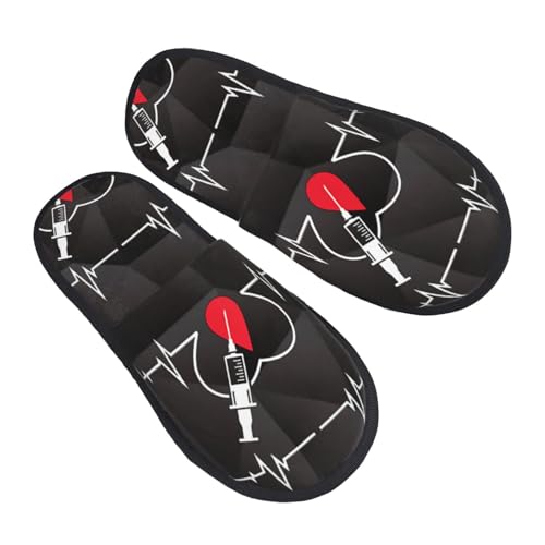 AOEMFJRKGP Heartbeat Phlebotomist Furry Slippers